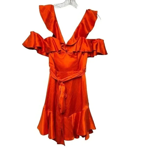 Zimmermann Jaffa Cold Shoulder Deep-V Ruffled Dress Silk US Size 6 NWT - Picture 7 of 13